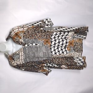 Jeff Gallano Vintage 90s Chaplin Made in France Printed Patchwork Tunic Top - XL